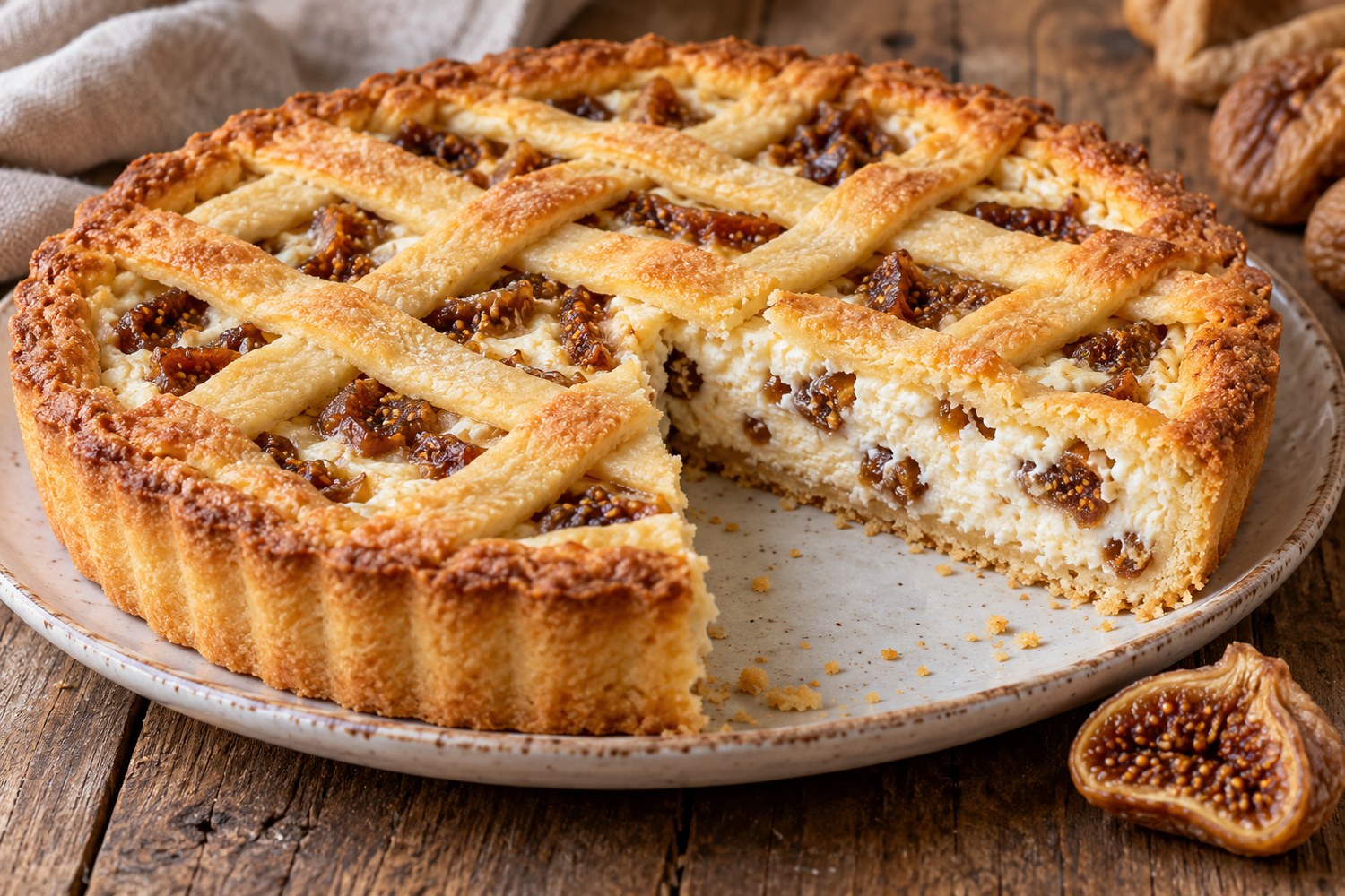 Crostata con crema di ricotta e fichi secchi: come preparare un ripieno morbido e profumato