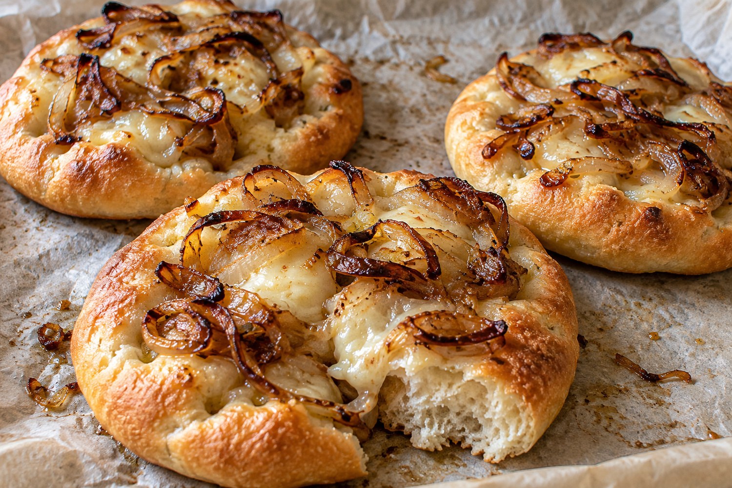 Focaccine con cipolle caramellate e formaggio: come prepararle soffici e fragranti