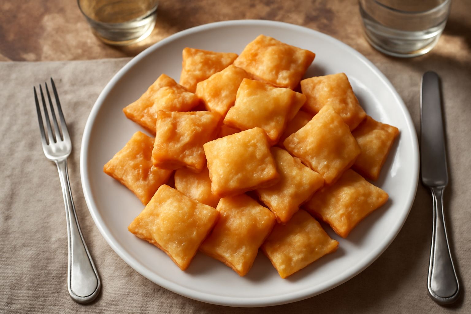 Crescentine piemontesi dorate e gonfie disposte su un piatto bianco, con una leggera doratura, tagliate a metà per mostrare l'interno soffice, accanto a una ciotola con sale