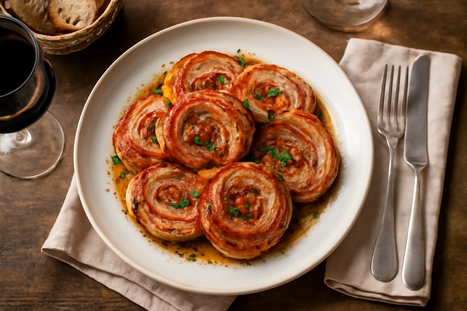 Fette di pancetta coppata affumicata, color rosa scuro e bruno dorato, poste su un tagliere di legno bianco, con pepe nero visibile in superficie e un coltello per affettare sullo sfondo