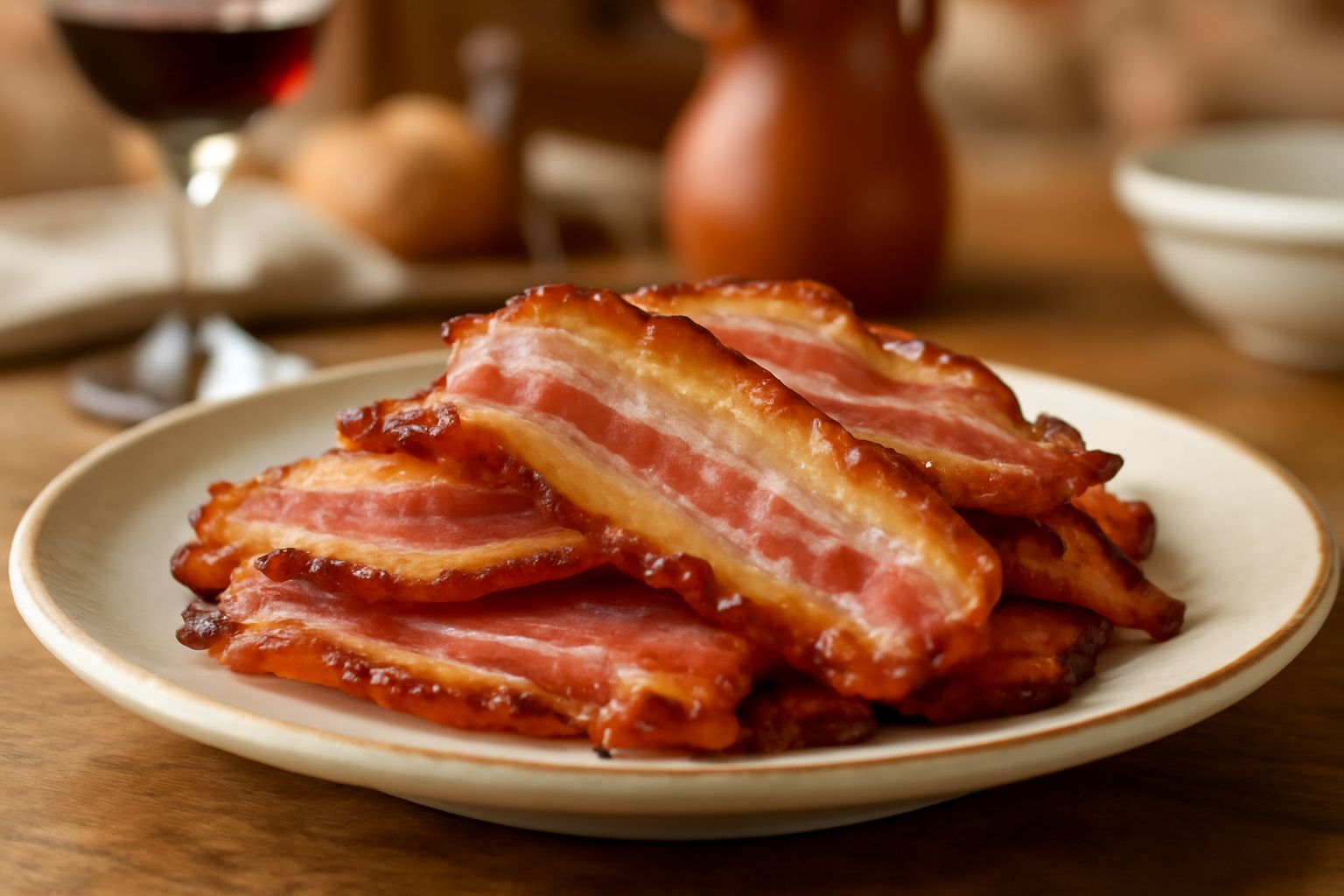 Pancetta stagionata: croccante e saporita, ricca di proteine che alimentano il corpo