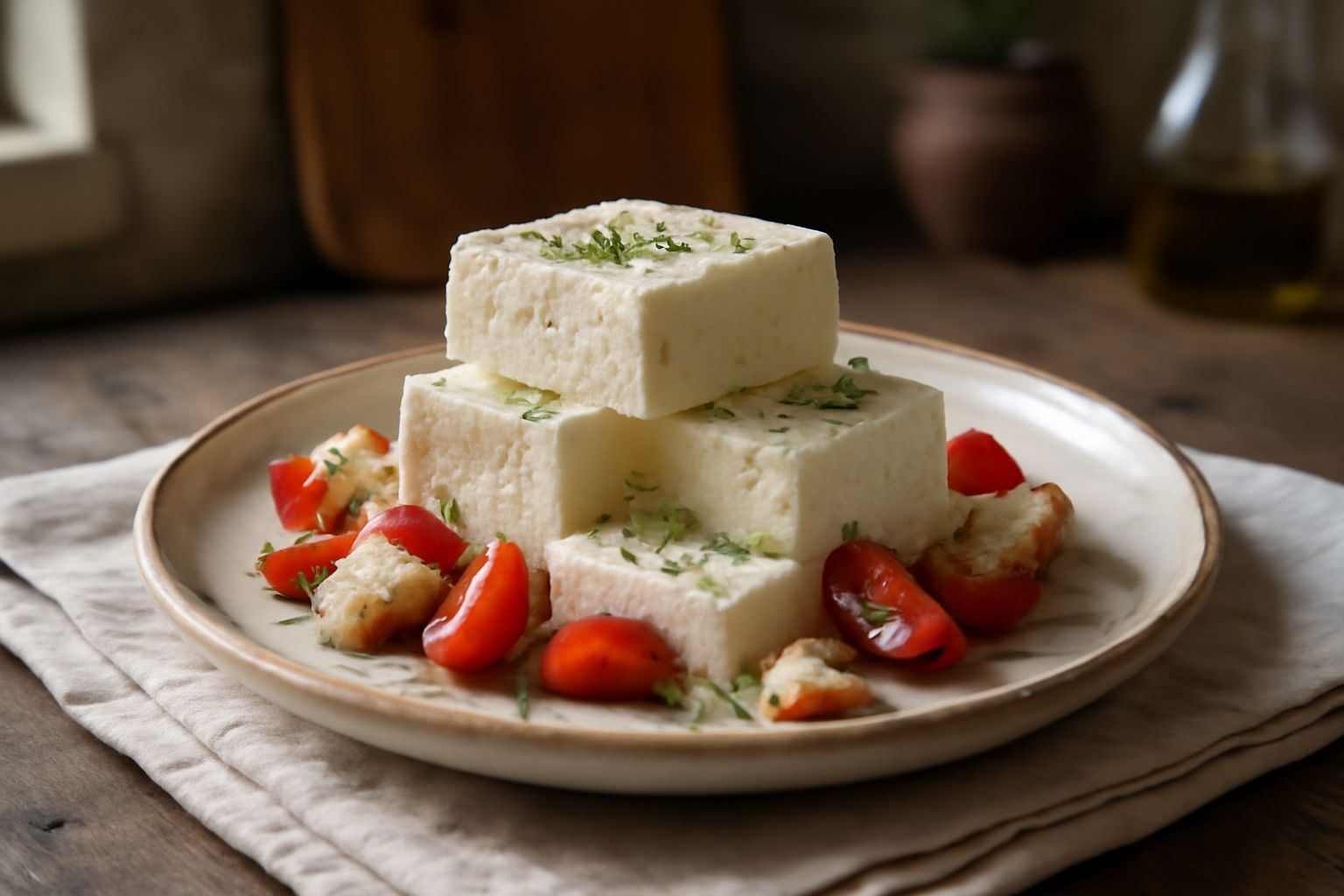 Fetta di Quartirolo cremoso su tagliere di legno, con crosta naturale leggermente rugosa e colore giallo paglierino, affiancato da pane fresco e uva bianca