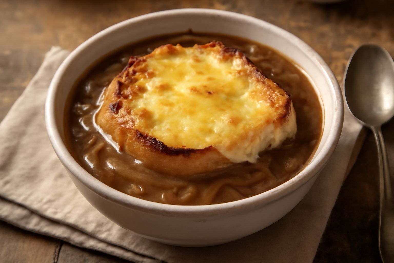 Zuppa di cipolle gratinata