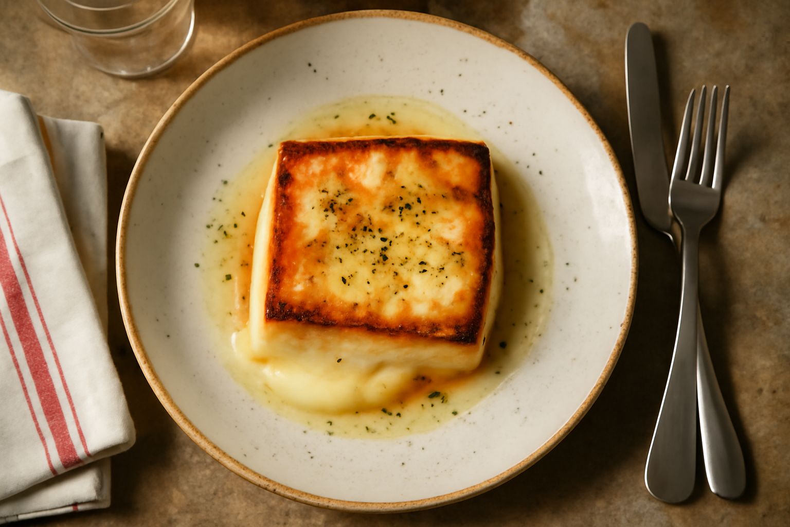Taleggio affumicato tagliato a spicchi su un tagliere di legno, pasta giallo-crema visibile, crosta rossastra, con pane tostato e miele sul piatto