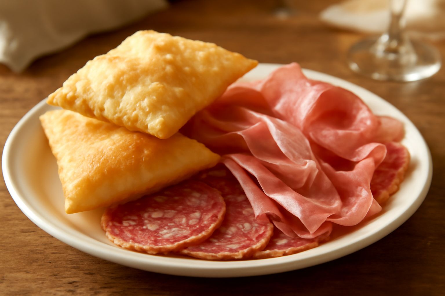 Torta Fritta con Affettati: sapida e croccante, nutre senza appesantire lo stomaco